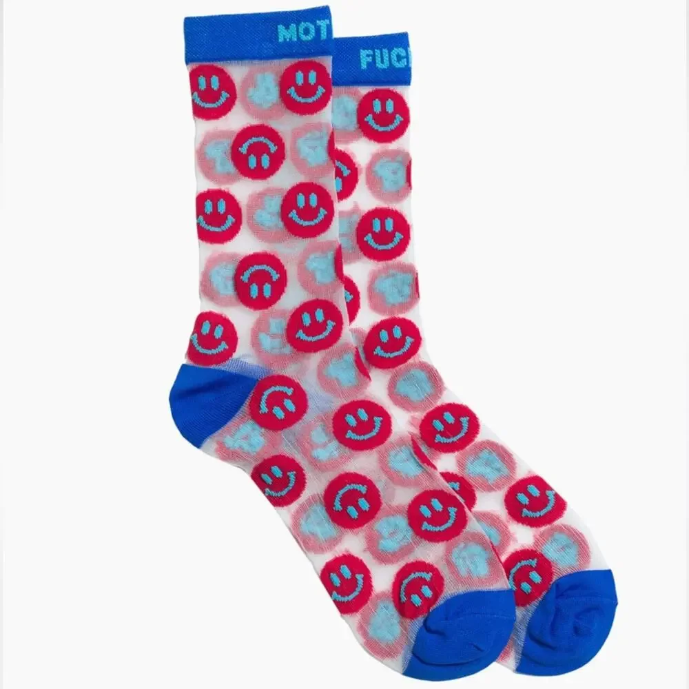 MOTHER The Step Up Happy Sad MF Sheer Socks OS
